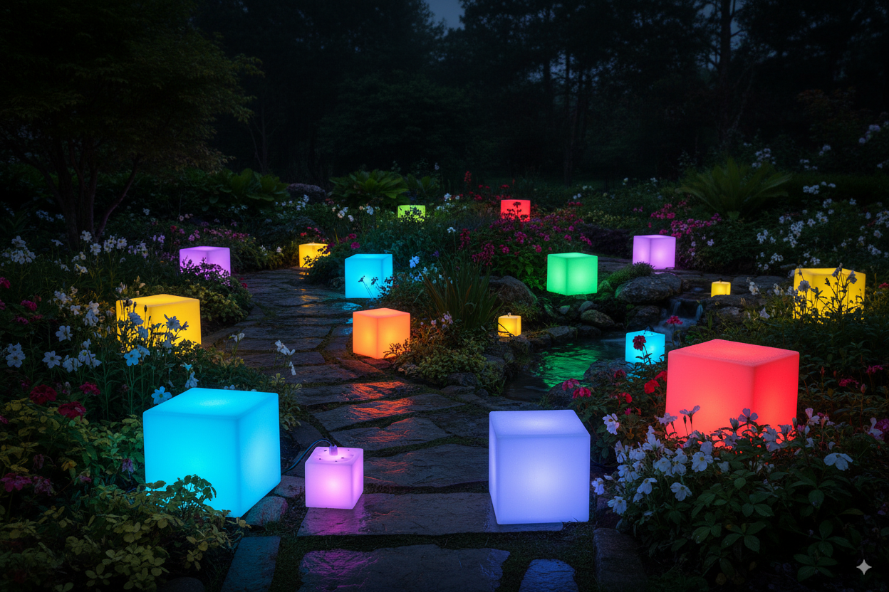 Waterproof cube lighting commercial application