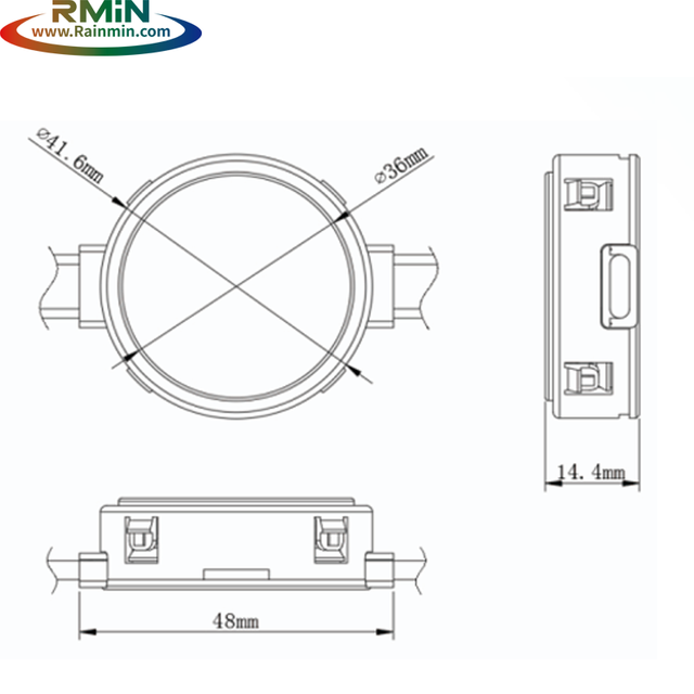 Close-up view of D42 pixel light with M16D connectors and engineering plastic housing