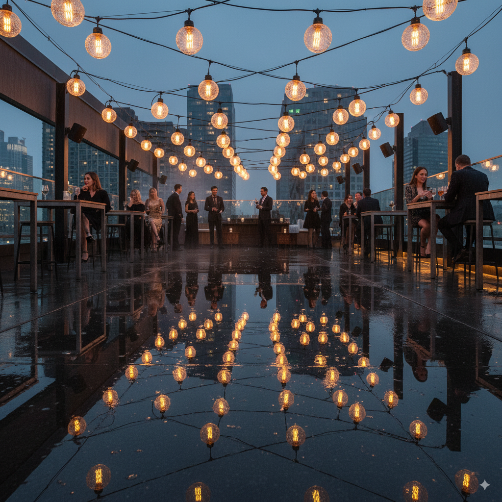 Professional outdoor point lighting commercial application