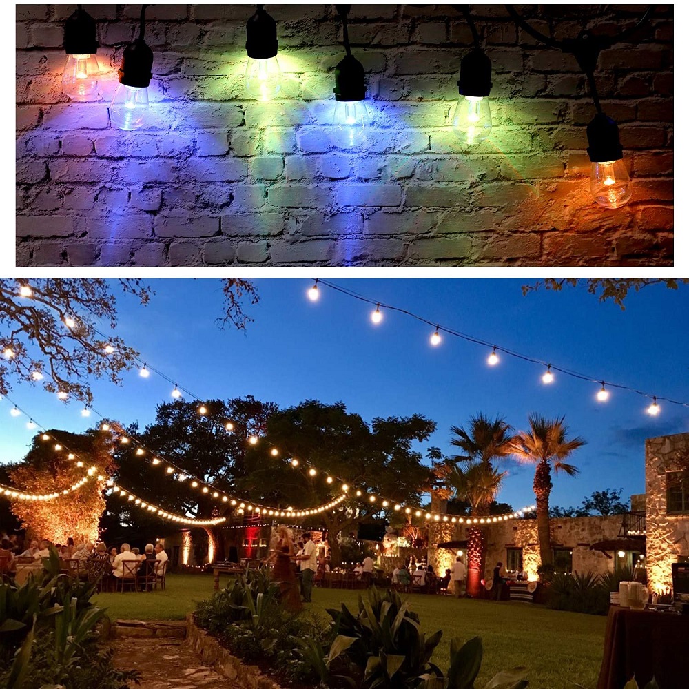 Durable 48 FT Outdoor Flexible LED Light String Hanging Sockets Waterproof Belt Clip Patio Lights